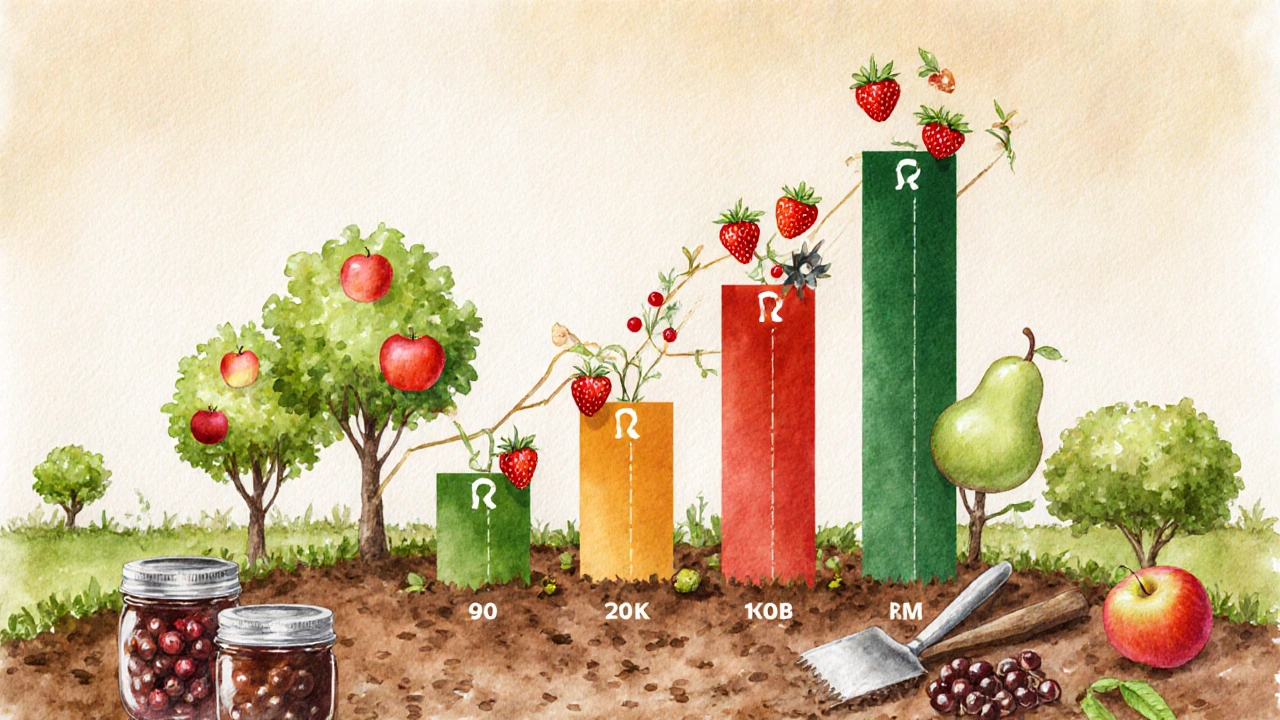 Схематичное изображение прибыльных культур на участке в виде растений