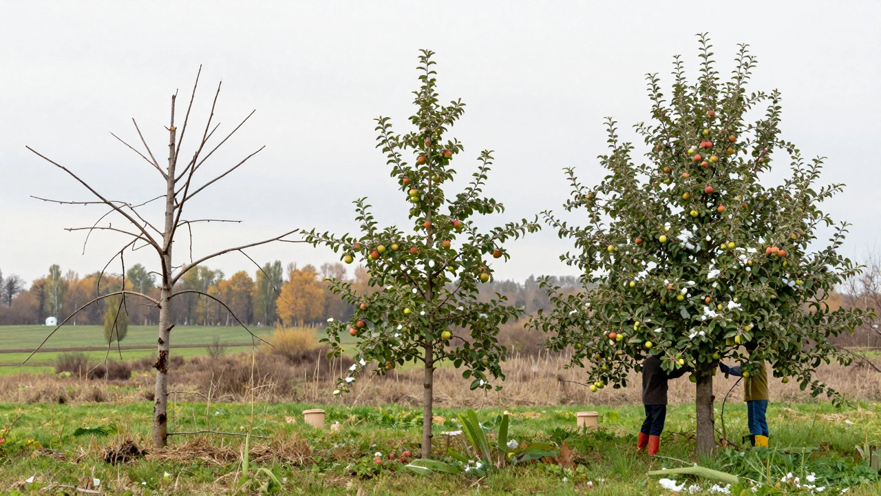 Трёхлетний процесс восстановления заброшенной яблони до плодоносящего состояния.
