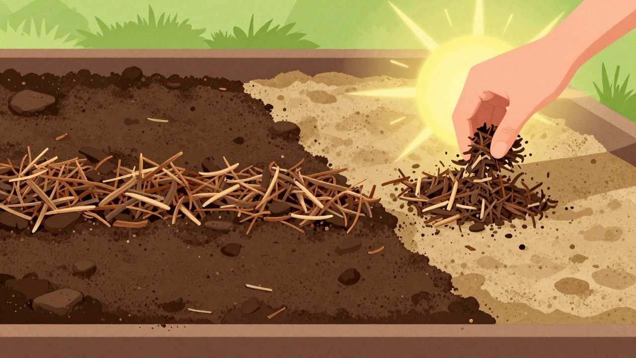 Сравнение здоровой и неподходящей почвы с добавлением мульчи.