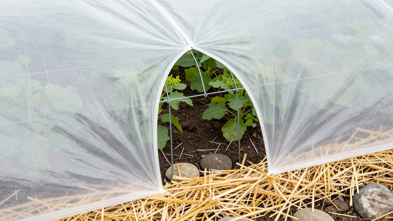 Правильное укрытие растения с использованием дуг, спанбонда и мульчи из соломы