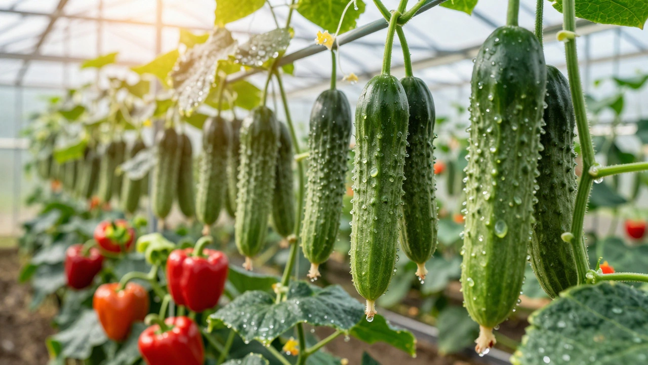 Огурцы и перец в теплице для продажи